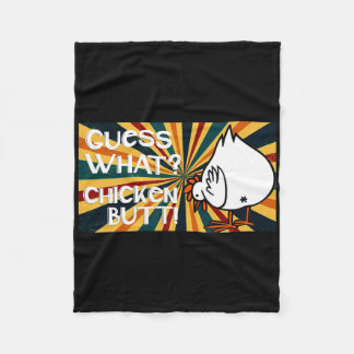 Funny Guess What Chicken Butt Mens Retro Vintage  フリースブランケット