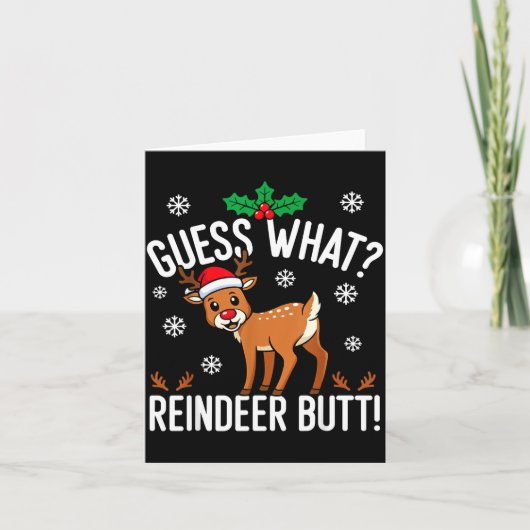 Funny Guess What Reindeer Butt Christmas Reindeer  カード (正面)