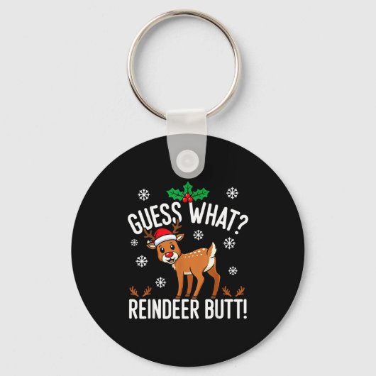 Funny Guess What Reindeer Butt Christmas Reindeer  キーホルダー (正面)