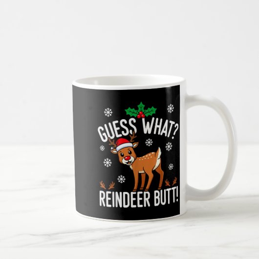 Funny Guess What Reindeer Butt Christmas Reindeer コーヒーマグカップ (右)