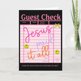 Funny Guest Check Jesus.paid It All Christian East カード