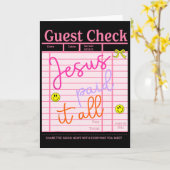 Funny Guest Check Jesus.paid It All Christian East カード (黄色い花)