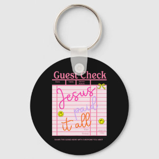 Funny Guest Check Jesus.paid It All Christian East キーホルダー
