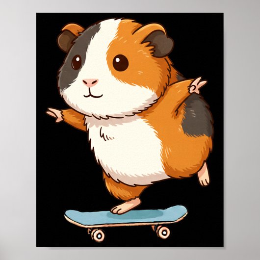 Funny Guinea G Skater Skateboard Ballerina Zoo Boy ポスター (正面)
