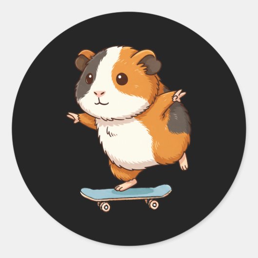 Funny Guinea G Skater Skateboard Ballerina Zoo Boy ラウンドシール (正面)