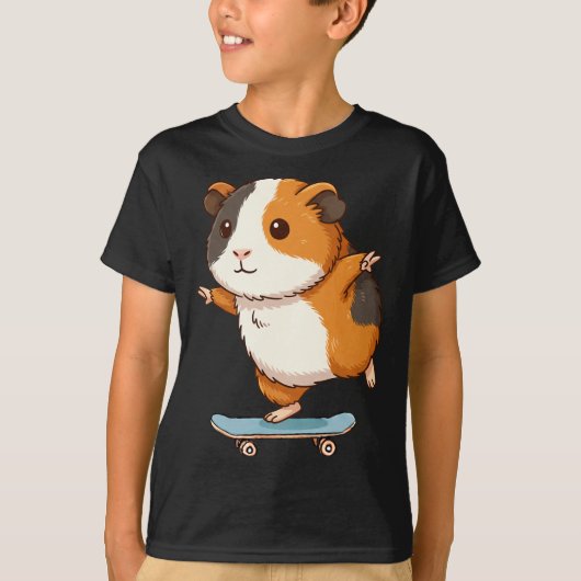 Funny Guinea G Skater Skateboard Ballerina Zoo Boy Tシャツ (正面)