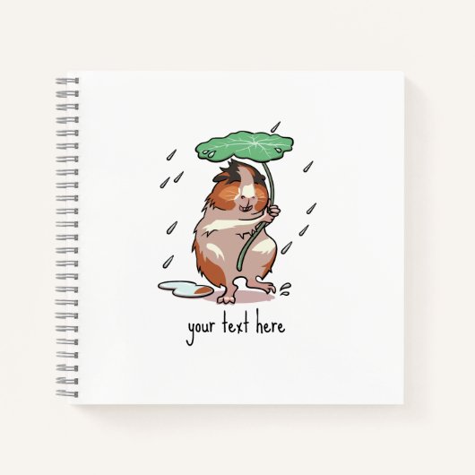 Funny Guinea Pig Add Your Text Umbrella Cartoon ノートブック (正面)
