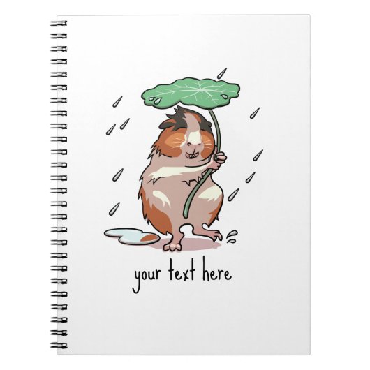 Funny Guinea Pig Add Your Text Umbrella Cartoon ノートブック (正面)