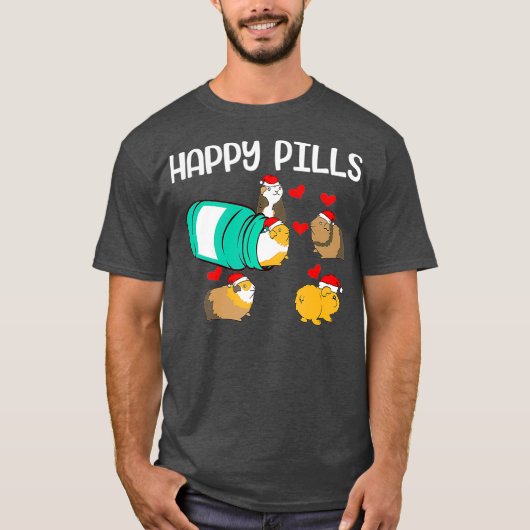 Funny guinea pig Happy Pills pet gift Tシャツ (正面)