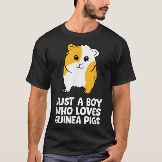 Funny Guinea Pig Just a Boy Who Loves Guinea Pigs  Tシャツ (正面)