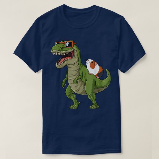 Funny Guinea Pig Riding T Rex Dinosaur Hamster Gui Tシャツ (デザイン正面)