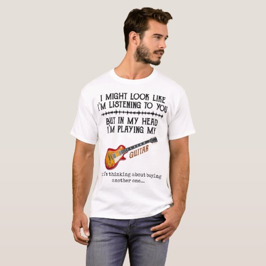Funny Guitar Player Humor Design Tシャツ (正面フル)