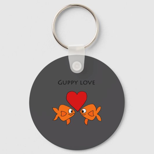 Funny Guppy Love Design キーホルダー (正面)