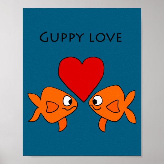 Funny Guppy Love Design ポスター (正面)