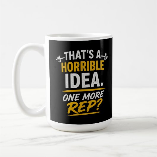 Funny Gym Design “One More Rep” Humor コーヒーマグカップ (左)