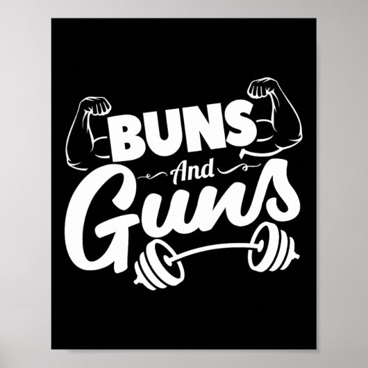 Funny Gym Fitness Buns And Guns ポスター (正面)