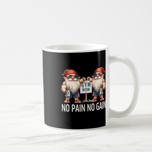Funny Gym Gnomes In Dads Fitness Apparel No Pain N コーヒーマグカップ (右)