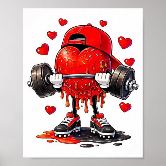 Funny Gym Heart Weightlifting Fitness Workout Drip ポスター (正面)