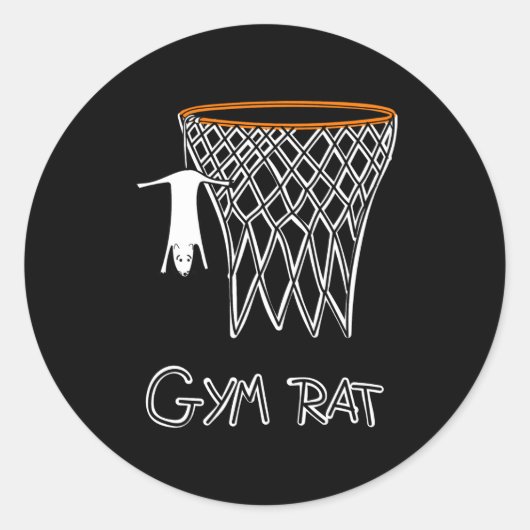 Funny Gym Rat Basketball Hoop  ラウンドシール (正面)
