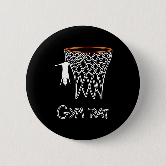 Funny Gym Rat Basketball Hoop  缶バッジ (正面)