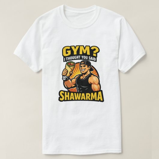 Funny Gym Shawarma Workout T-Shirt | Eat Shawarma Tシャツ (デザイン正面)