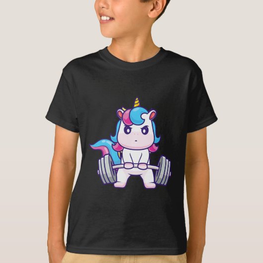 Funny Gym Shirts Deadlifting Unicorn - Workout Gym Tシャツ (正面)