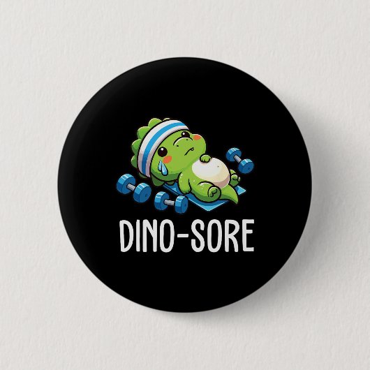 Funny Gym Workout Dinosaur Weight Lifting Gym Dino 缶バッジ (正面)