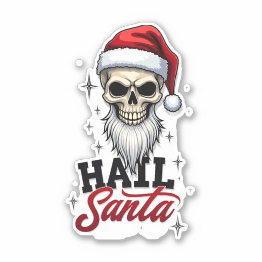 Funny Hail Santa Claus Skull Skeleton Antichrist C シール (正面)