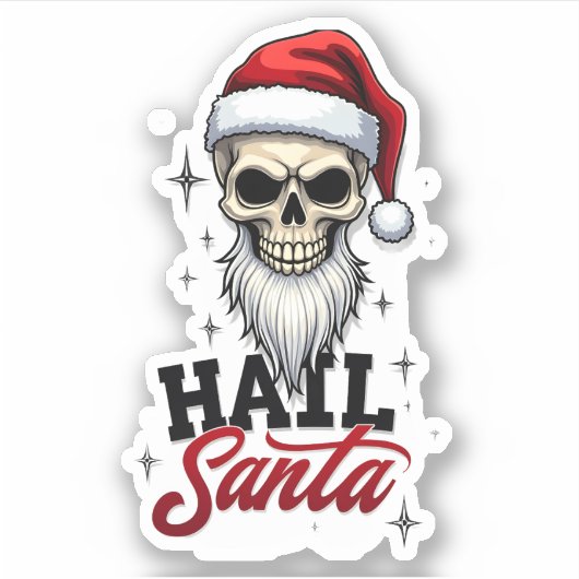 Funny Hail Santa Claus Skull Skeleton Antichrist C シール (正面)