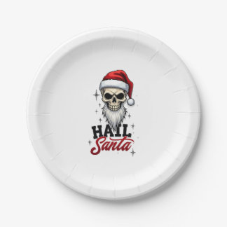 Funny Hail Santa Claus Skull Skeleton Antichrist C ペーパープレート