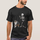 Funny Halloween Australian Shepherd And Skeleton Tシャツ (正面)