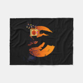 Funny Halloween Bigfoot Trick Or Treating Full Moo フリースブランケット (正面(横))