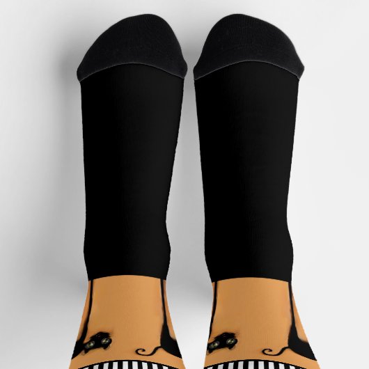 Funny Halloween Black Cat ソックス (上部)