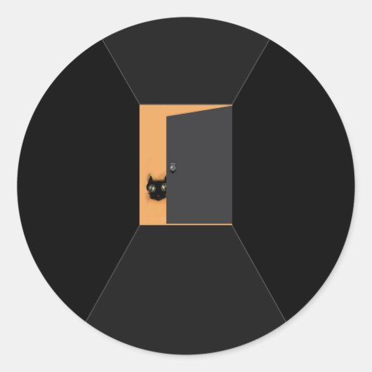 Funny Halloween Black Cat ラウンドシール (正面)