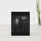 Funny Halloween Black Cat Selfie With Soky Ghost C カード (正面)