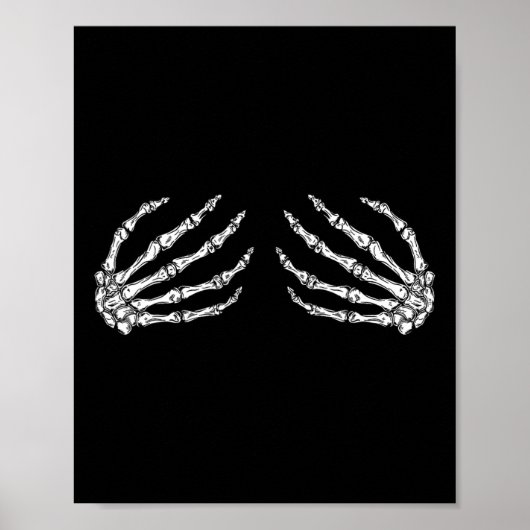 Funny Halloween Breast Costume Fun Skeleton Hands  ポスター (正面)