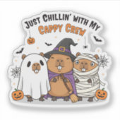 Funny Halloween Capybara Cute “Cappy Crew” Cartoon シール (正面)
