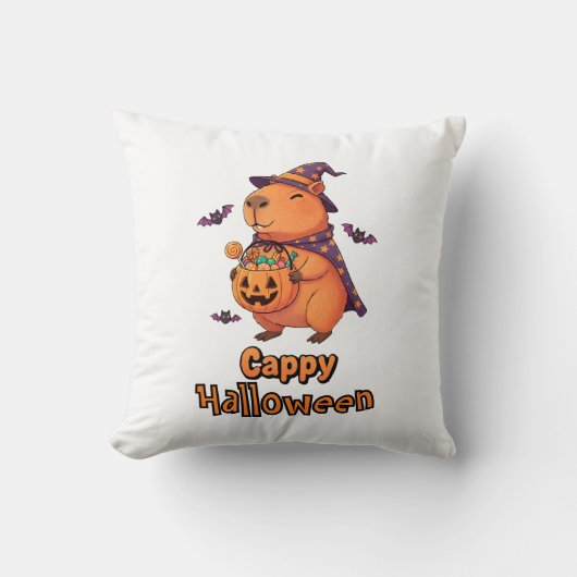 Funny Halloween Capybara Spooky Cute Décor クッション (正面)