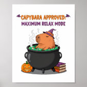 Funny Halloween Capybara wizard Witch Cauldron ポスター (正面)