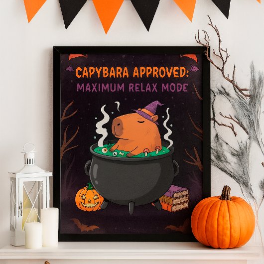 Funny Halloween Capybara wizard Witch Cauldron ポスター