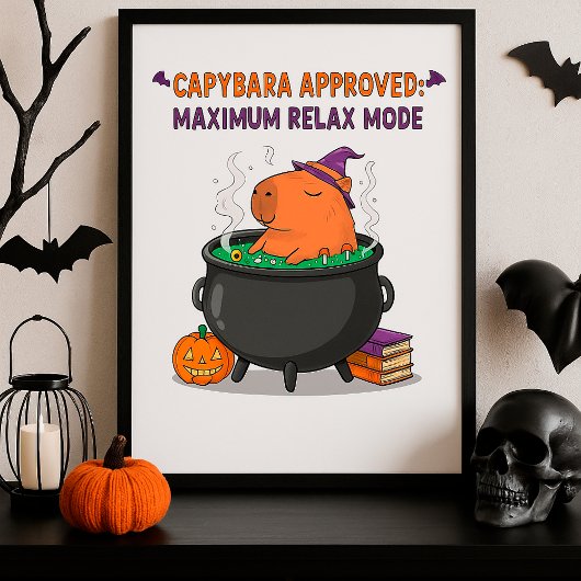 Funny Halloween Capybara wizard Witch Cauldron ポスター