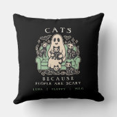 Funny Halloween Cat and Ghost Throw Pillow クッション (裏面)