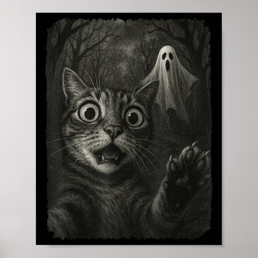 Funny Halloween Cat Selfie With Soky Cat Ghost Lov ポスター (正面)