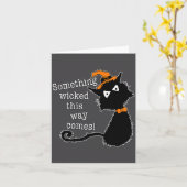 Funny Halloween Cat - Shakespeare Macbeth Quote  カード (黄色い花)