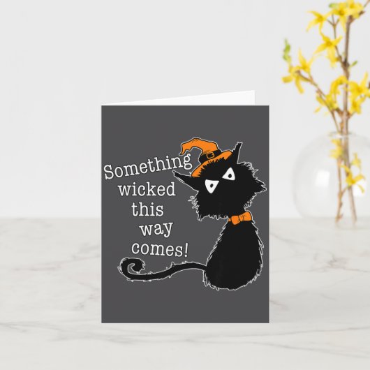 Funny Halloween Cat - Shakespeare Macbeth Quote  カード (黄色い花)