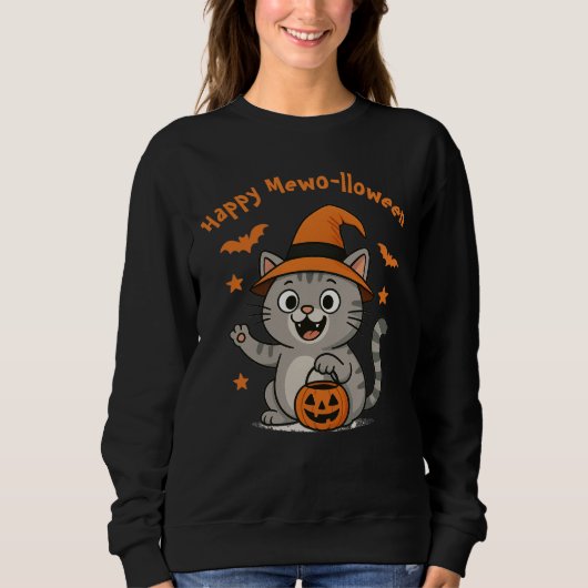 Funny Halloween Cat Sweatshirt For Cat Lovers スウェットシャツ (正面)