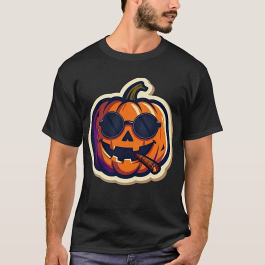 Funny Halloween Cigar Sticker Design Tシャツ (正面)
