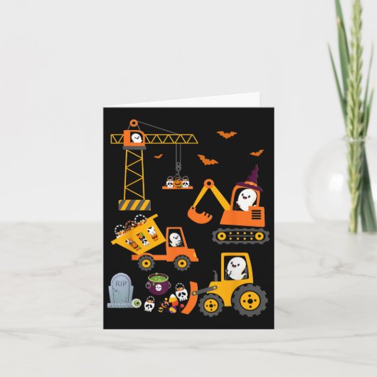 Funny Halloween Construction Trucks Pumpkin Toddle カード (正面)