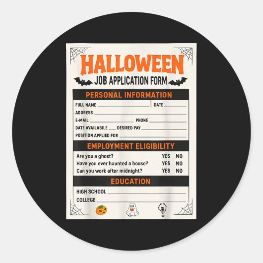 Funny Halloween Costumes Job Application Costume  ラウンドシール (正面)