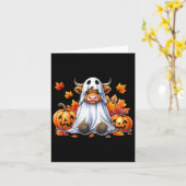 Funny Halloween Cow Ghost Spooky Pumpkin Hello Fal カード (黄色い花)